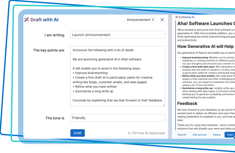 AI writing assistant in Aha! software