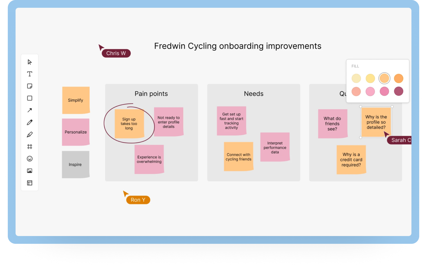 Work together in a collaborative whiteboard with your teammates