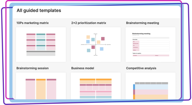 Jumpstart your creativity with nearly 100 templates covering every aspect of product development